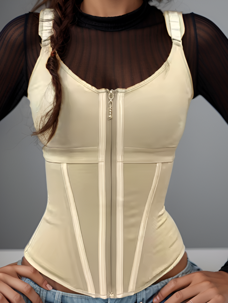 Hochkomprimierende Overbust-Shapewear mit Reißverschluss